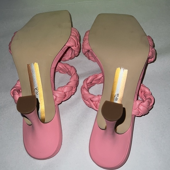 Sam Edelman Meghan braided mule slide on sandals heels pink Sz 8 1/2 new - Picture 11 of 12